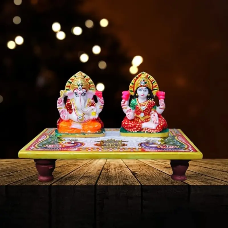 Laxmi Ganesh Murti with Marble Chowki