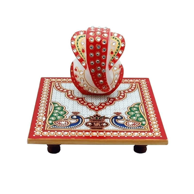 Marble Ganesh Ji With Pooja Chowki