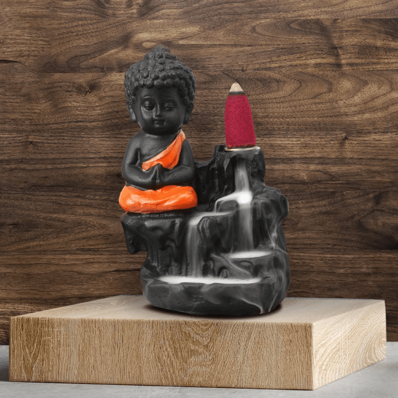 Buddha with Smoke Backflow Decor Showpiece Gift Items Orange 1