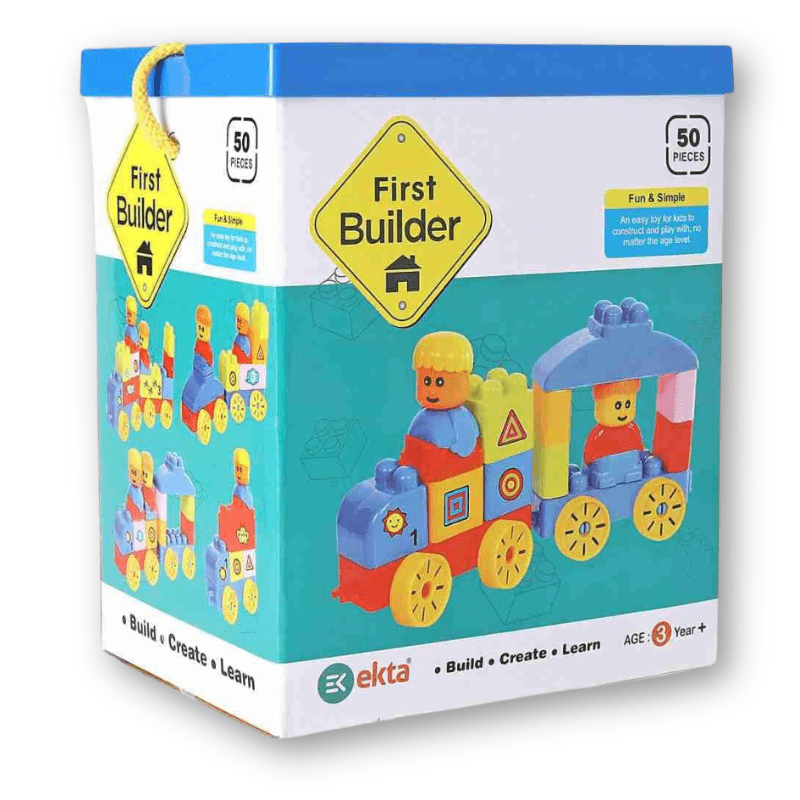 First Builders Building Blocks Game Multicolor Toy for Kids 50 Pieces