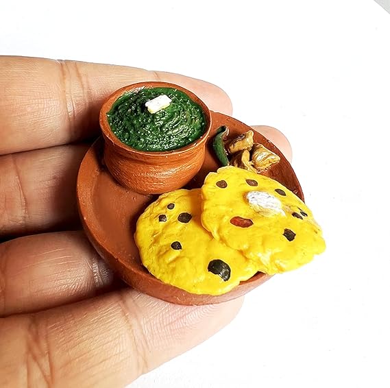 Fridge Magnet Makki di Roti & Sarson da Saag Miniature Food (FM49)