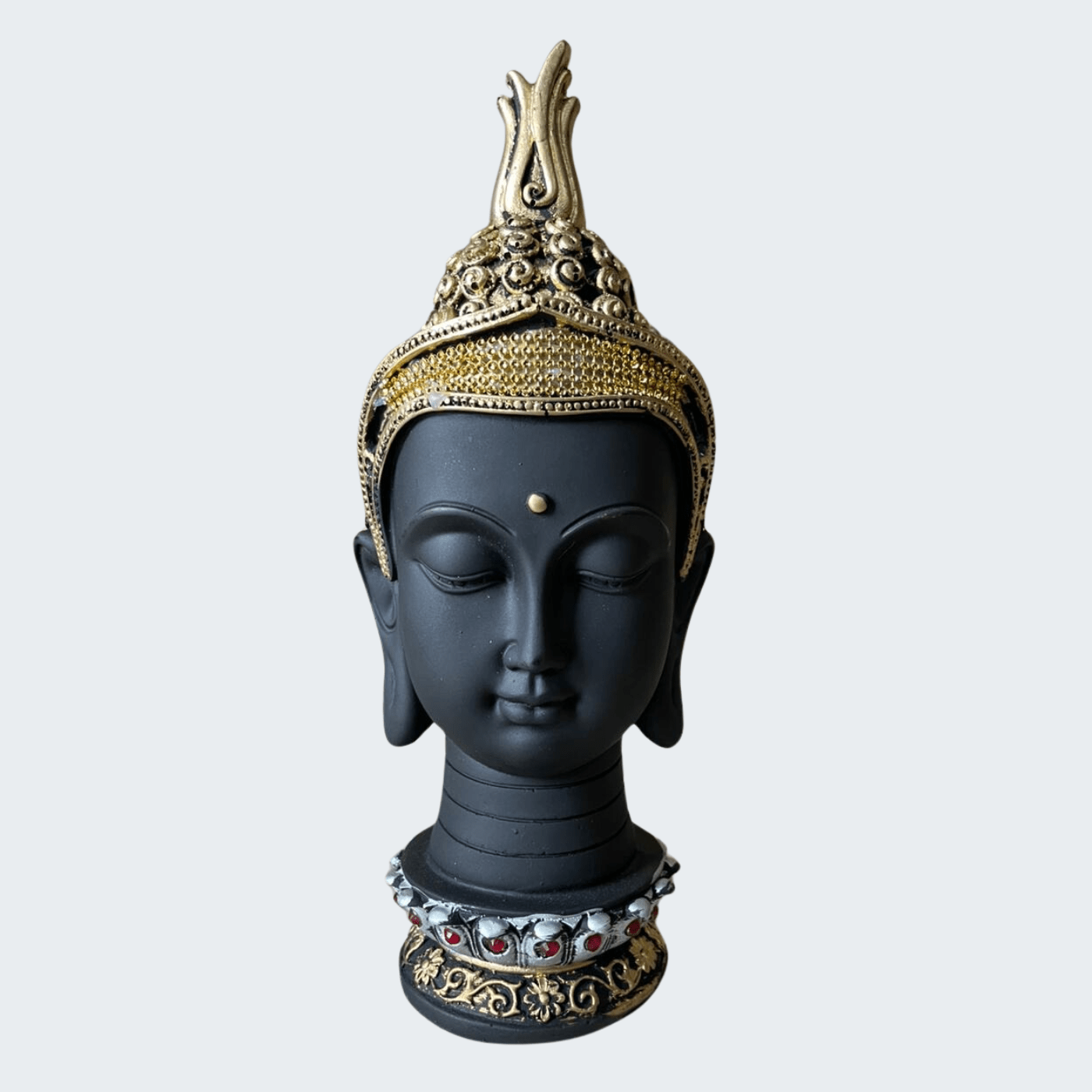 Black Buddha Head Face Statue for Home Decor Poly Resin Showpiece RB10