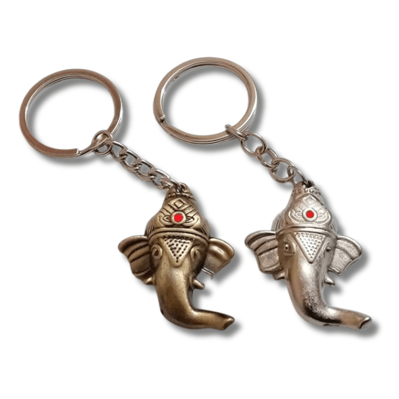 Golden And Silver Ganesha Keychain K10