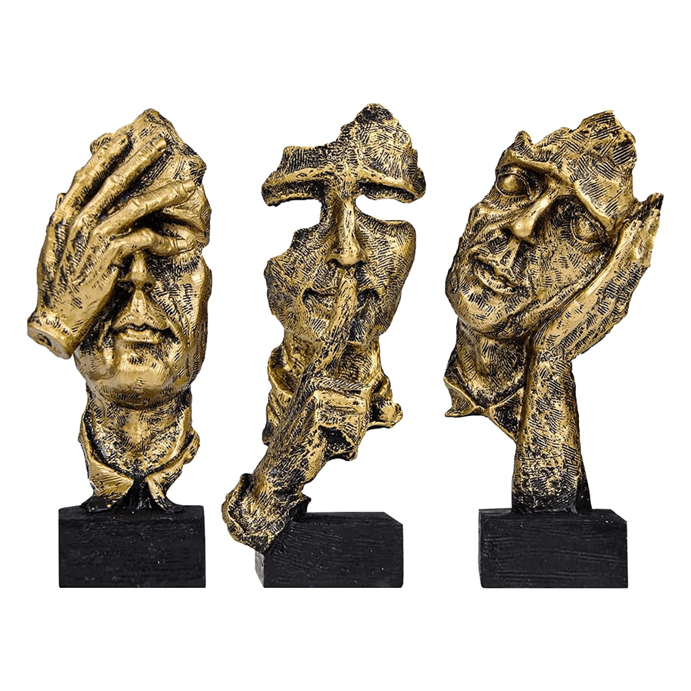 Thinker Faces on Hand Statue Set Small (3 Pcs.)