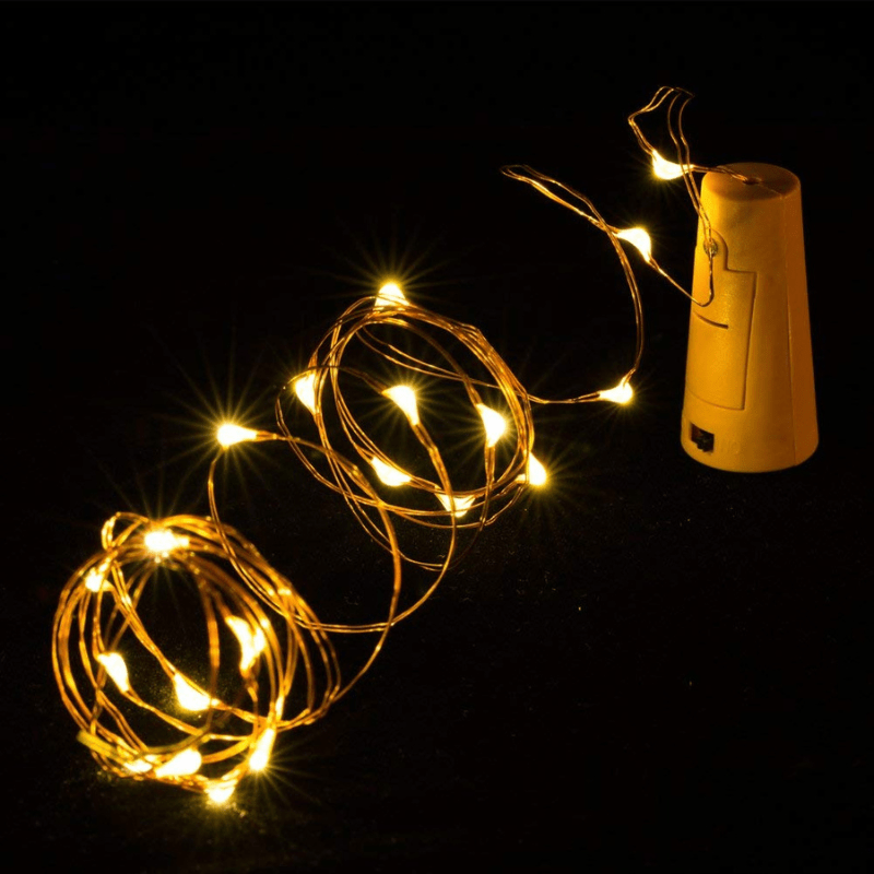 20 LED Wine Bottle Cork Lights Copper Wire String Lights Warm White 3