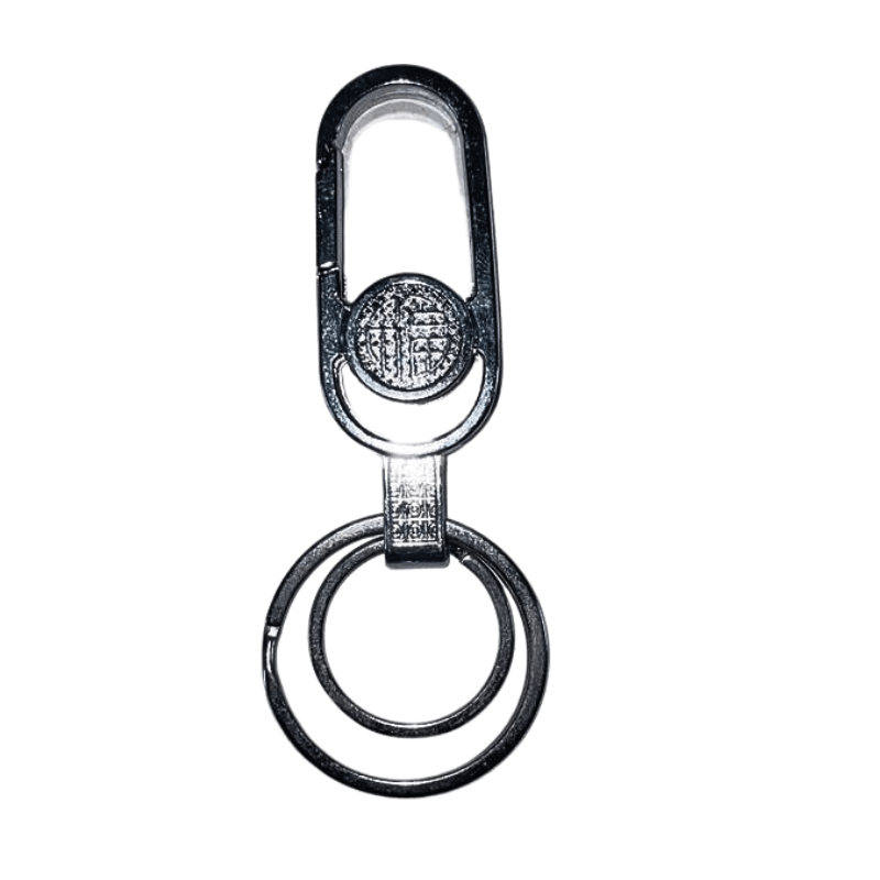 Stylish Hook Locking Double Silver Metal Keychain K87